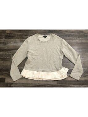 J.Crew Factory Ruffle-Hem Sweatshirt Womens Medium Gray & White